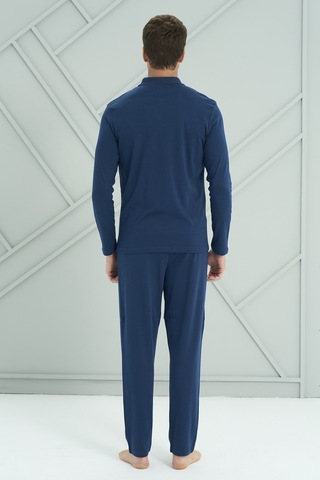 Erkek Interlok Penye Uzun Kol Pijama Takımı 2206 Açık Lacivert Açık Lacivert
