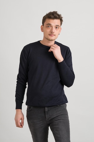 Sıfır Yaka Pamuklu Slimfit Basic Erkek Triko Kazak Lacivert