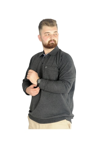 Mode Xl Erkek Sweat Polo Cepli Selanik Basic 20441 Antramelanj 001