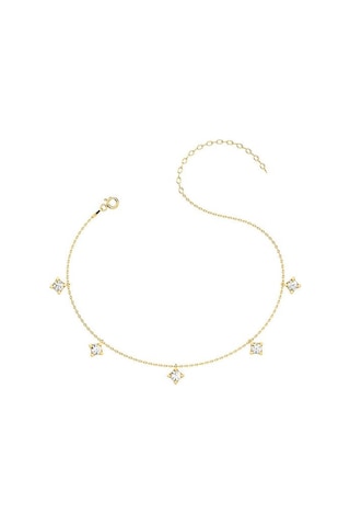 İndigo Takı Sıralı Tek Taş Altın Kaplama Gümüş Halhal Çok Renkli