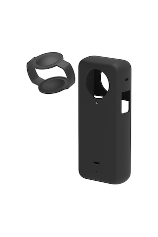 Insta360 X3 Puluz Lens Kapaklı Silikon Koruyucu Kılıf İçin Siyah