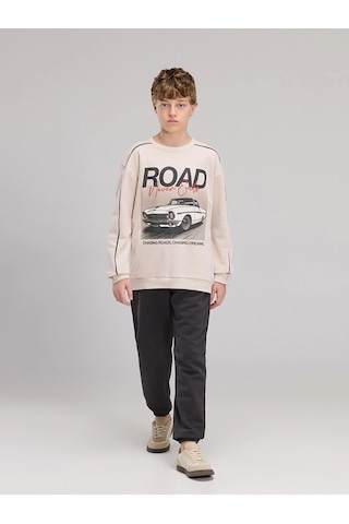 LC Waikiki Lcw Kids Bej Baskılı Erkek Çocuk Sweatshirt Ve Eşofman Altı Beıge