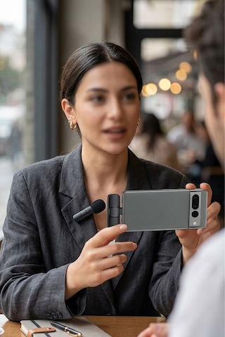 Thentech Kablosuz Yaka Mikrofonu Type C Uyumlu Telefon Canlı Yayın Vlog Video Kayıt Çekim Mikrofonu Seti
