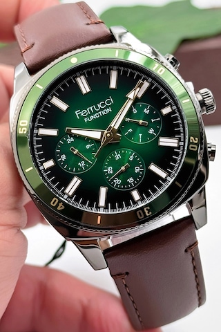Ferrucci Kahverengi Deri Kordon, Function Erkek Kol Saati+bileklik Zmfer159 Çok Renkli
