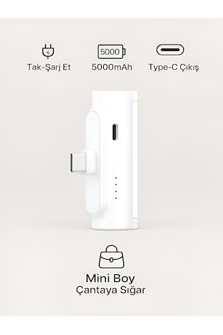 Çelikwork PWQ93 5000 Mah Elektronik Taşınabilir Batarya Powerbank Beyaz