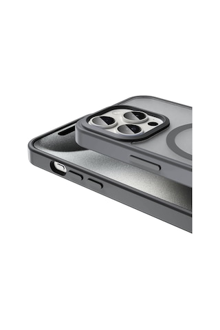 iPhone Uyumlu 15 Pro Max Kılıf Magsafe Şarj Özellikli Mat Arka Yüzey Sio Kapak-laci Lacivert Lacivert