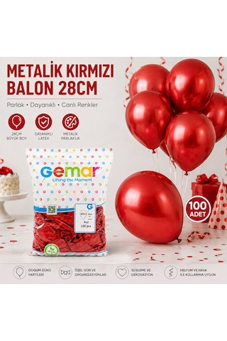 Gm-110-53 Metalik - Kırmızı Balon 11&amp Apos &amp Apos - 28cm - 100 Parça 5673 .