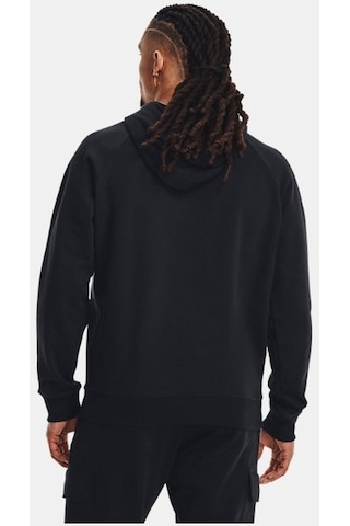 Erkek UA Rival Fleece Kapüşonlu Üst 1379757-001 Siyah - Beyaz