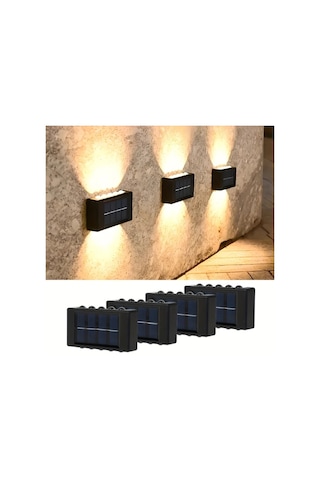 Xuweiwei 8 Adet Beyaz Işık 10 Led Güneş Duvar Lambası Dış Mekan Aydınlatma Dekoratif Bahçe Avlu Teras Beyaz Işık