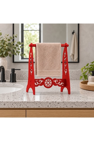 Metal El Havluluğu, Ayaklı Banyo Havluluk Standı, 4 Renk Seçeneği Kırmızı