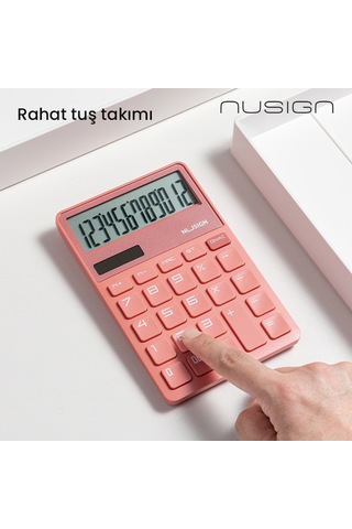 Nusıgn 12 Haneli Hesap Makinesi Plastik Gün Kurusu Pembe