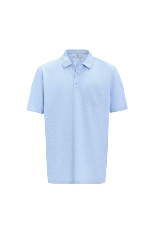 Süvari Saks Mavi Regular Armürlü Polo Yaka Tişört-37187 Saks Mavi