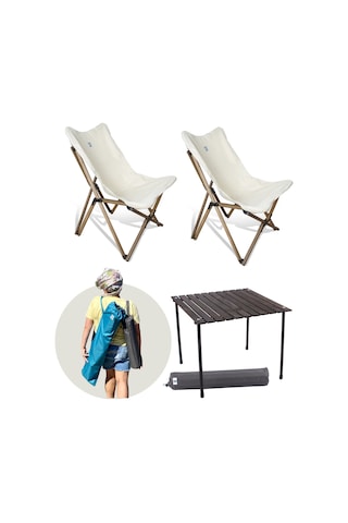 Bag The Joy Ahşap Masa Sandalye Seti Antrasit - Bej - 70 70 55cm Antrasit