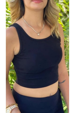 Afri Kadın Siyah Basic Ribana Atlet Crop Likralı Spor Üst Siyah