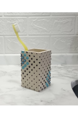 Bosphorus 2 Adet Diş Firçalik Ve Macunluk Puanli Poliresin 6x6x10cm 200ml Banyo Seti Diğer