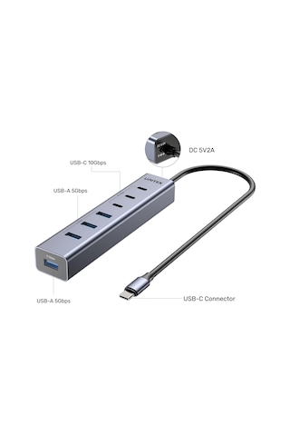 Unitek Uhub S7+ 7 Si 1 Arada Usb-c Hub H1335agy01-eu Ttkunı0010