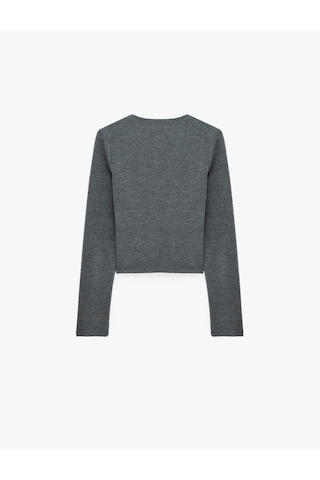 Koton Rahat Kalıp Düğmeli Uzun Kollu V Yaka Hırka Antrasit 7wal90010ık