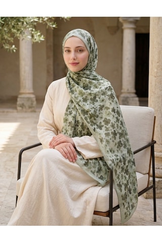 Camellia Scarfs Blom Desen Soft Şal Mint Taze Ve Modern Şıklık