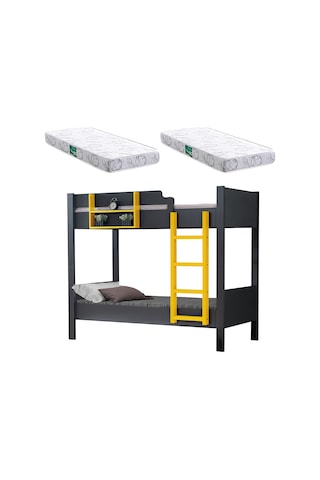 Setaymobilya Ranza, Asya Ayrılabilir Ranza-Antrasit-Sarı+2 Adet Comfort Yatak