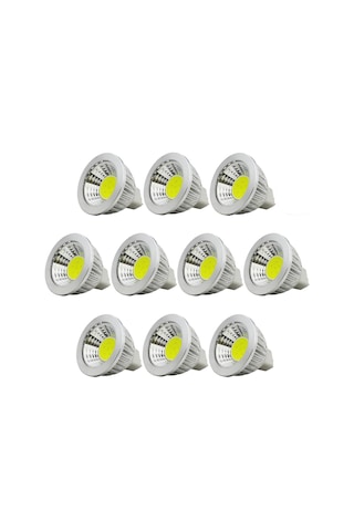 Mr16/gu5.3 Cob Led Ampul, 3w/210lm, Dc 12v, Soğuk Beyaz 6000k, 20w Halojen Ampule Eşdeğer, Ø48x50, 120 Işın Açısı, 10'lu Paket