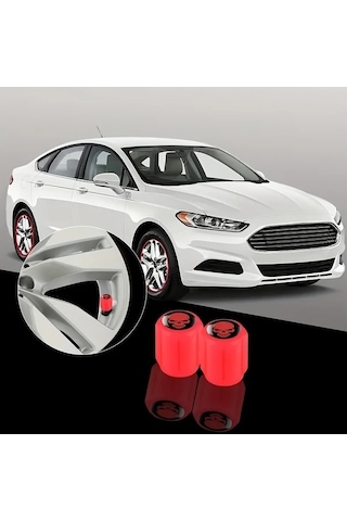 Fastbuy Turcoshop11 4 Adet Kırmızı Kafatası Desenli Evrensel Vana Kapakları