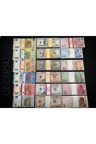 Aykar 18 Deste Karışık Euro - Dolar Ve Tl Geçersiz Paralar