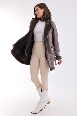 Winmoda34 Kadın İçi Kürklü Deri Kaban Ceket Külgri