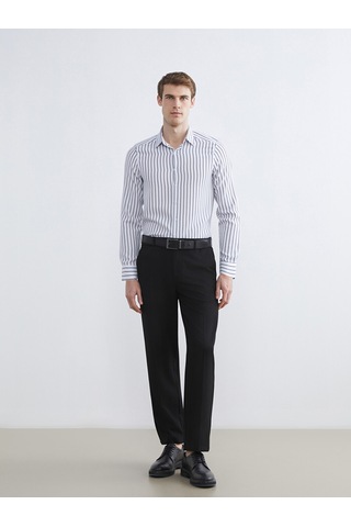 Lcw Busıness Lacivert Slim Fit Uzun Kollu Çizgili Armürlü Erkek Gömlek