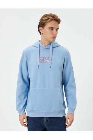 Koton Arkası Baskılı Hoodie Uzakdoğu Temalı Kanguru Cep Detaylı Mavi 4wam70253mk Mavi