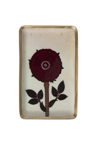 Yargıcı Çiçek Desenli Alüminyum Dikdörtgen Tepsi 15x10x1 Cm 26knhs1028c St