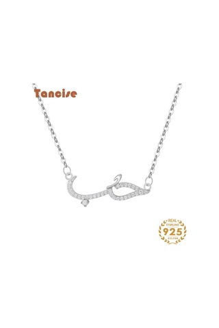 Tancise S925 Ayar Gümüş Kolye Kadın Kore versiyonu Basit Çizgi Timsah Tam Kolye Klavikula Zinciri Hayvan Boyun Zinciri