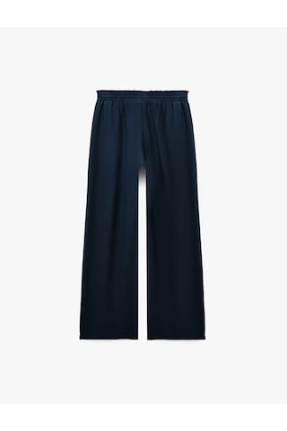 Koton Viskon Kumaş Cepli Beli Bağcıklı Geniş Paça Pantolon Lacivert 7wak40024pw