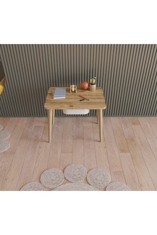 Fahrettin Küçük Montessori Çocuk Masası Oyun Masası Fil Kulaklı Aktivite Masası Çalışma Masası Çekmeceli 2 Sand. Açık Çam