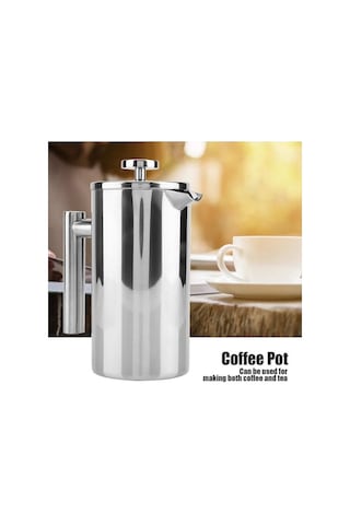 Çift Duvarlı Paslanmaz Çelik Kahve Makinesi Filtreli French Press Çaydanlık Lj