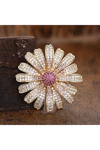 Blucome Yeni Varış Zarif Kaliteli Bakır Broş Çiçek Şekli Kadın Takım Elbise Ders Başörtüsü Pimleri Açık Pembe