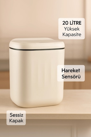 20l Sensörlü Akıllı Çöp Kovası Otomatik Kapaklı, Banyo Mutfak 4 Pil Yanında Çok Renkli