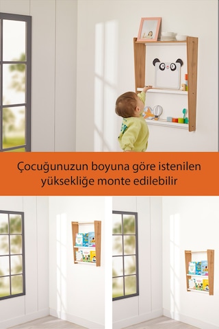 Minera Çok Amaçlı Duvar Çocuk Odası Montessori Kitaplık Ünitesi Ahşap