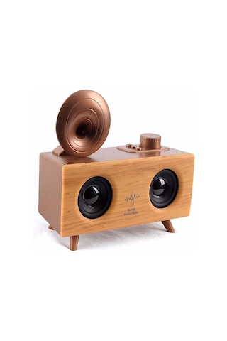 Antika Klasik Ahşap Bluetooth Hoparlör Fm Radyo Gramofon B6