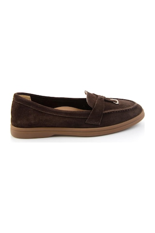 Bambi Kahve Hakiki Deri Kadın Loafer Ayakkabı K01045035802 Kahve
