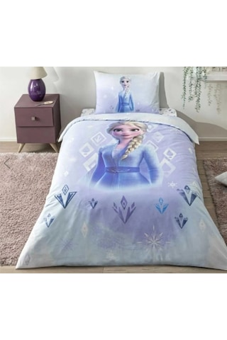 Frozen Çift Taraflı Tek Kişilik Nevresim Takımı Mor