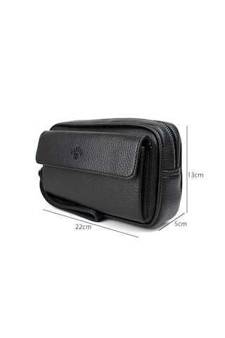 Erkek Siyah El Ve Bileklik Kemerli Portföy Çanta El Çantası Siyah