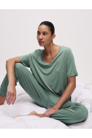 Marks & Spencer Dantel Detaylı Pijama Üstü T37003638T Yeşil