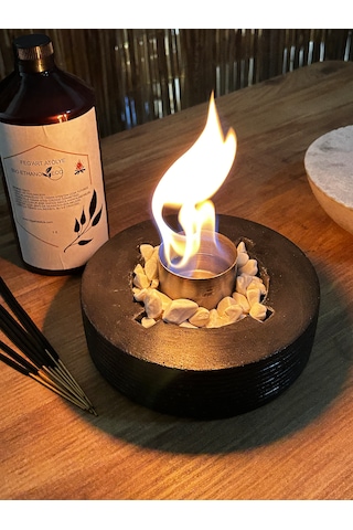Dekoratif Bio-fire V2 Siyah Masaüstü Şömine + 1 Lt Bio-ethanol Yakıt