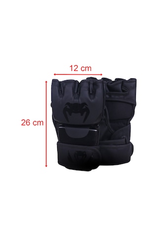 Mma Eldiven Dövüş Eğitim Eldiveni Açık Avuç İçi Boks Eldiveni Bey Siyah