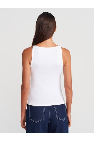 Dilvin 21048 Halter Yaka Top-beyaz Beyaz