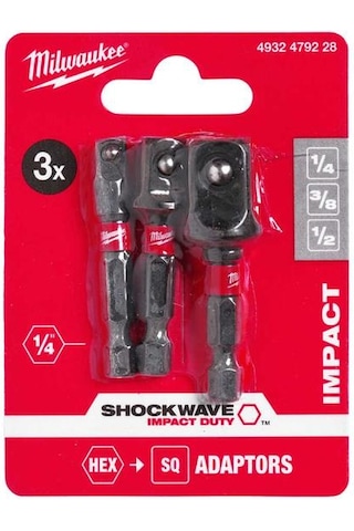 Milwaukee Hex Lokma Adaptor Seti 3 Prç 1/4-3/8-1/2