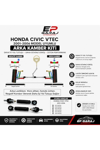 Honda Civic Vtec 2001-2006 Model Uyumlu Ayarlanabilir Arka Kamber Kiti Yerli Üretim 0