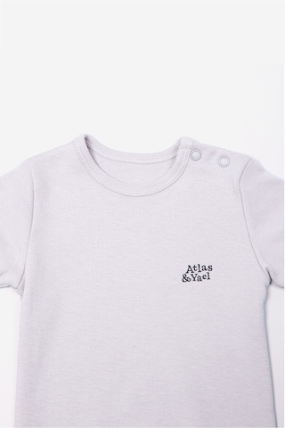 Atlasyael Atlas&yael %100 Organik Pamuk Gots Organik Belgeli Kısa Kol Çıtçıtlı Body - Gri