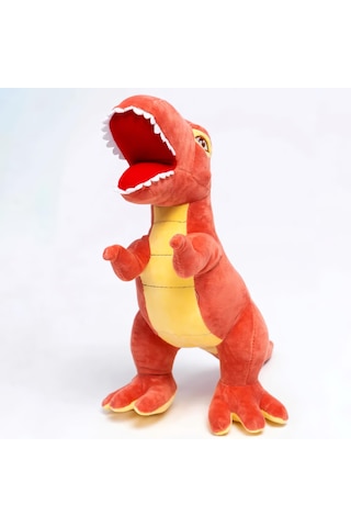İthal Soft Kumaş Xl Boy Dinozor Tyrannosaurus T-rex Figür Peluş Oyuncak Uyku & Oyun Arkadaşı 55 Cm. Turuncu