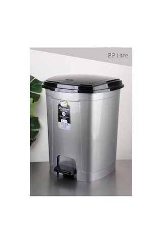 Polytime Pedallı Basmalı Çöp Kutusu Kovası/çıkarılabilir İç Kovalı/gri / 22 Litre / 42x30x30 Cm Genel